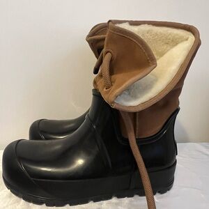 UGG RAINCLOUD SHORT LACE CHESTNUT WATERPROOF RUBBER RAIN BOOT US 9 size